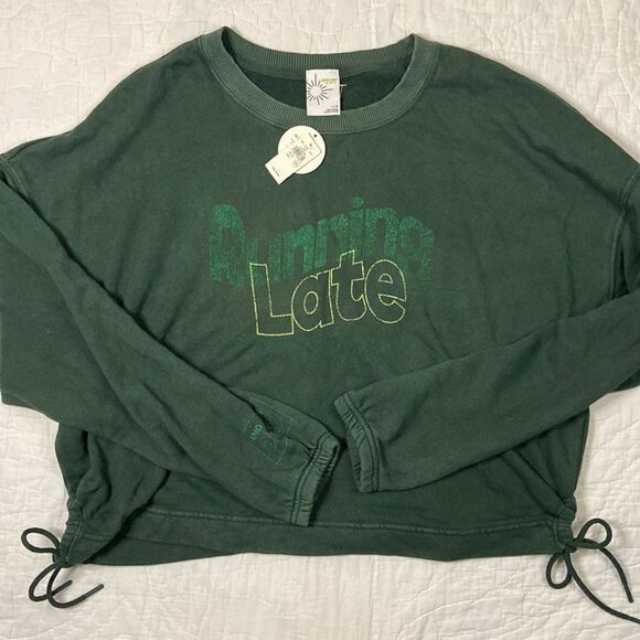 NWT Aerie Offline Running Late Tie Crewneck Sweater size Large - Picture 4 of 11